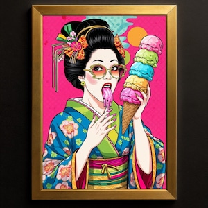 Sakura Maiko Pop Art Poster: Retro japanischer Kunstdruck (Digitaler Download)