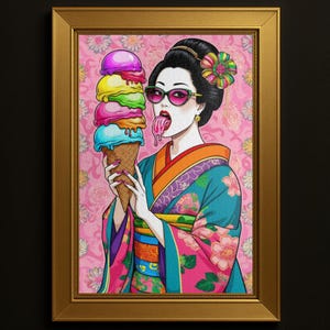 Kimono Delights - ジグソーパズル 芸者とアイスクリームパズル | 大人とギフトに最適な1014ピースのプレミアム日本パズル