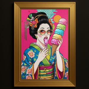 Retro Geisha Ice Cream Jigsaw Puzzle: 1014 Piece Japanese Art