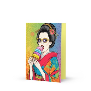 Regenbogen Nostalgie / Grußkarte / Retro Maiko IceCream Premium Grußkarte / Sammlergeschenk und Wohndeko