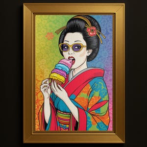 Retro Maiko Ice Cream Jigsaw Puzzle: 1014 Piece Japanese Art