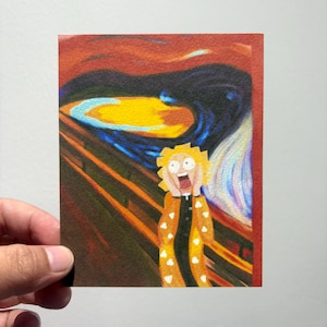 Título da obra de arte "Zenitsu's Scream", inspirado em Zenitsu, Mini impressão artística, 4" x 5", para arte de parede, decoração de quarto ou cartão postal | MoonCath Art