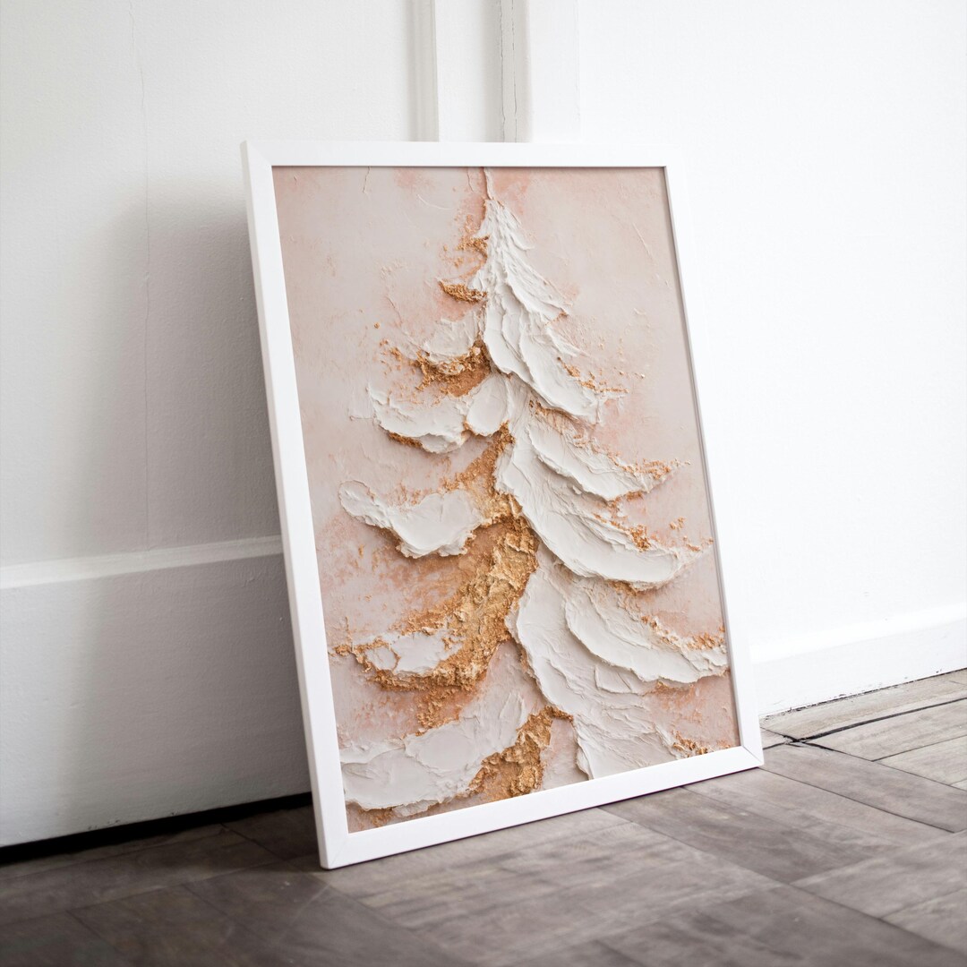 Rose Gold Color Tree Rose Gold Snow Tree – Abstract Winter Wall Art, Textured (digital ...