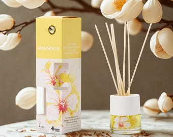 Magnolia Reed Diffuser, Blommig Hemdoft, Spansk Doft, Mysig Hemstil
