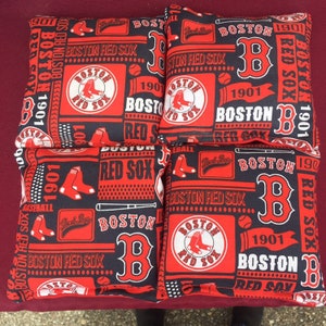 BOSTON  RED SOX 8 CORNHOLE BAGS BEANTOSS BAGO 4 OF EACH PRINT 2 SIDES 
