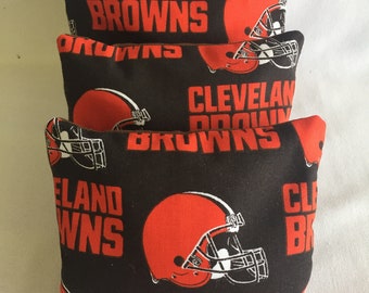 Set 8 Sacchetti Per Gioco Cornhole - Cleveland Browns And Indians - Personalizzati NFL/MLB