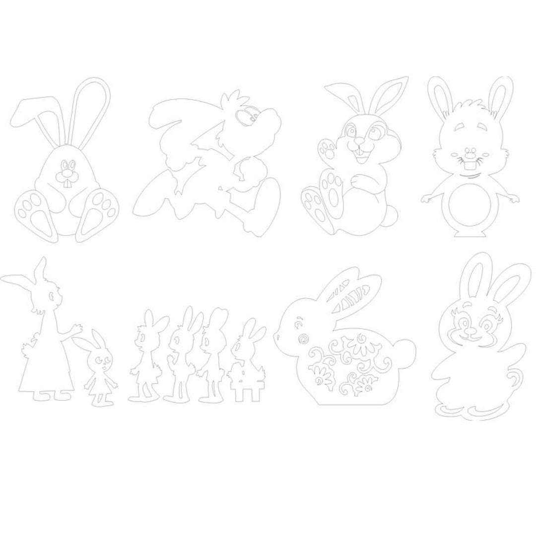 Rabbit Clipart Set | Easter Bunny CDR Cut Files for Laser Cutting - Etsy