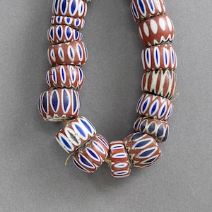 Indonesian Trade Beads, Antique six-layer chevrons, Venetian chevrons, Java findings.