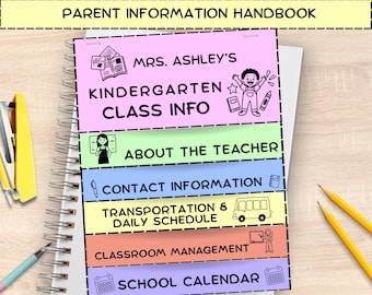 Back To School Parent Information Handbook, Meet the Teacher Canva Template, Open House Flipbook Classroom Information Printable