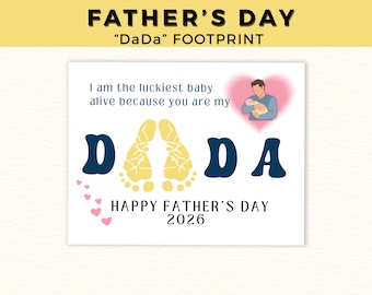 Father's Day "Dada" Footprint Craft, 2026 Keepsake, Baby & Toddler Paint Activity, Father's Day Digital Designs, PDF Instant Download
