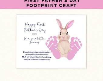 First Father's Day Footprint Craft 2026 Keepsake, First Father's Day Gift From Baby Girl, Father's Day Digital Designs