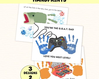 Father's Day Handprint Craft Set, Digital Designs for Dad, Printable Keepsake, Kids Paint Activity, Gift for Dad, PDF Instant Download