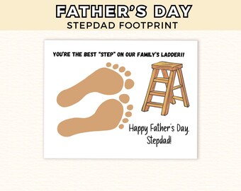 Father's Day Stepdad Footprint Craft, 2026 Keepsake, Toddler & Kids Paint Activity, Father's Day Digital Designs, PDF Instant Download