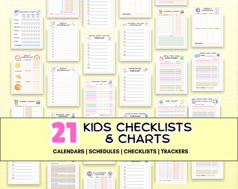 Kids Chore Chart Printable, Reward Chart, Daily Routine Checklist, Allowance Tracker, Behavior, Screen Time, Home Responsibility Charts