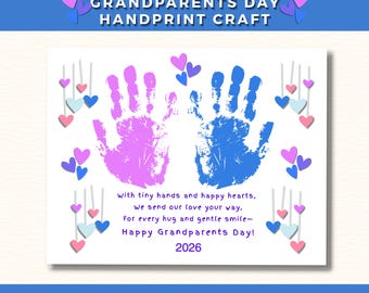 Grandparents Day Handprint Craft, Grandparent Gift Digital Designs, Toddler Kids Art Paint Activity, Keepsake Gift for  Grandma & Grandpa