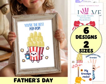 Grandpa Father’s Day Handprint Craft, Keepsake Printable, Kids Fingerprint Art Gift, Preschool Father’s Day Activity, Grandparent Gift