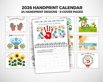 2026 Handprint Calendar Craft, DIY Keepsake for Kids, Toddlers & Babies, Preschool Activities, Gift for Grandparents