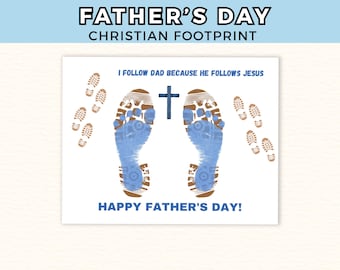 Father's Day Footprint Craft, 2026 Christian Keepsake, Toddler & Kids Paint Activity, Father's Day Digital Designs, PDF Instant Download