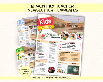 School Newsletter Template, Editable in Canva Teacher to Parent Communication, Elementary Classroom Newsletter, Monthly Parent Communication
