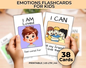 Emotions Flashcards for Kids, Self-Care Cards Emotional Regulation Tool, Calm Down Strategies, ADHD Kids Feelings Check-In, Coping Cards