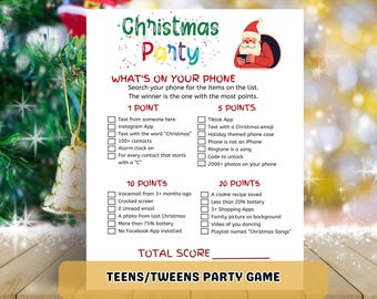 Christmas "What's On Your Phone" Party Game for Teens (PDF)