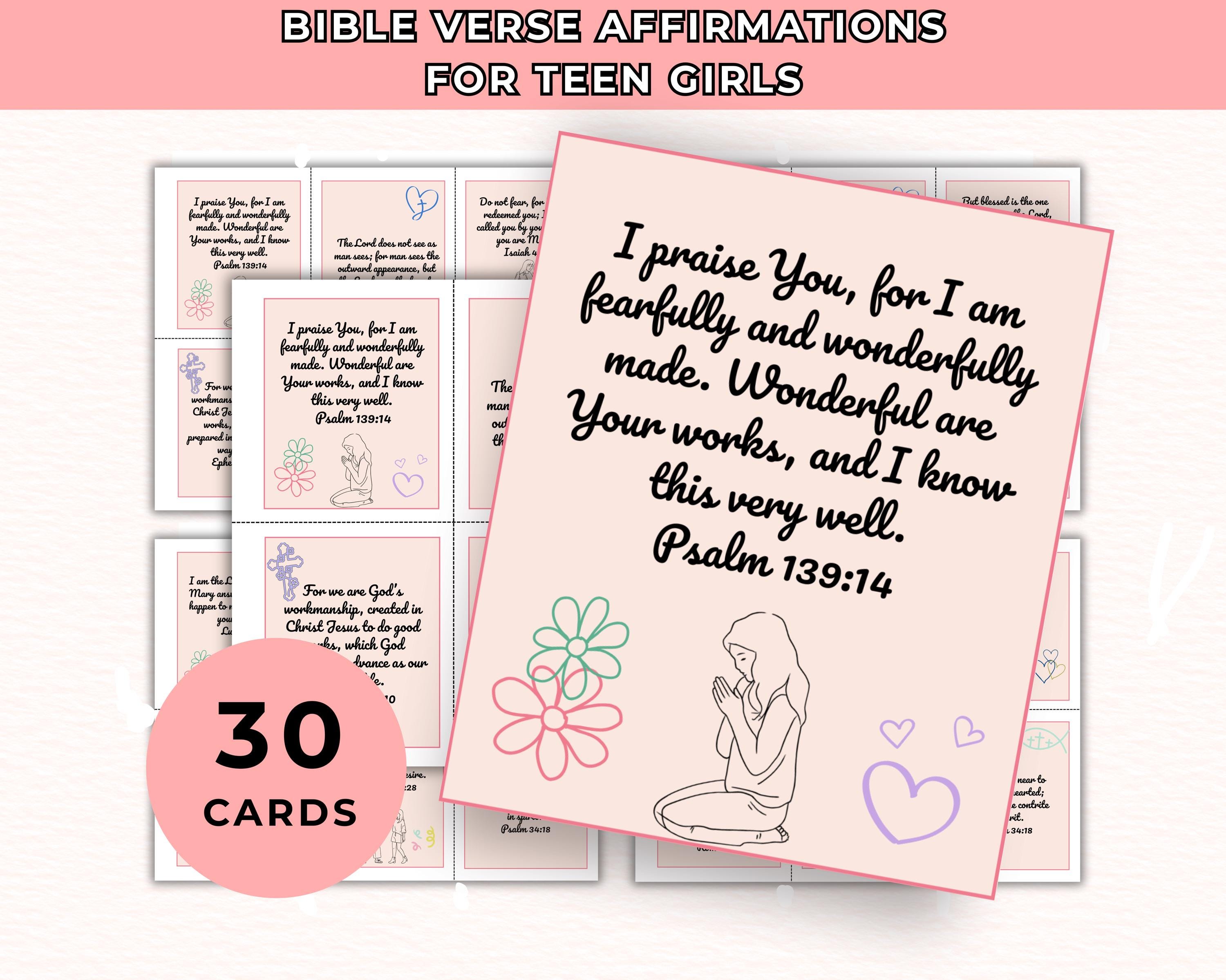 Printable Scripture Cards for Teen Girls, 30 Daily Bible Verse ...
