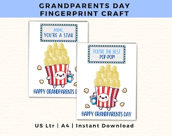 Grandparents Day Fingerprint Craft, Grandparent Gift Digital Designs, Toddler Kids Art Paint Activity, Keepsake Gift for  Grandma & Grandpa