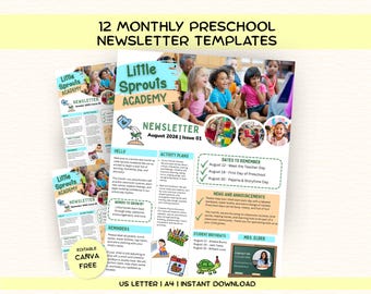 Preschool Newsletter Template, Editable in Canva, Teacher Parent Communication, Pre-K Classroom Newsletter, Monthly Parent Communication