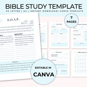 Bible Study Guide for Teen Girls, SOAP Method Printable, Canva Editable Scripture Journal, Christian Youth Study Guide PDF