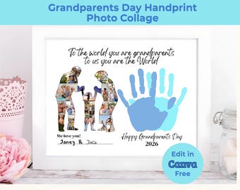 Personalized Grandparents Day Keepsake, Grandparents Day Photo Collage, Gift for Grandparents - Editable in Canva
