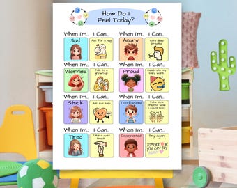 Kids Emotions Poster, Feelings Check-In, Preschool Calming Corner, Emotional Regulation, Feelings Chart, Positive Coping Strategies