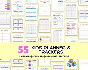 Kids Planner Printable PDF , Daily Weekly Monthly Planner for Children, Homework & School Planner, Routine Chart, Homeschool Organization