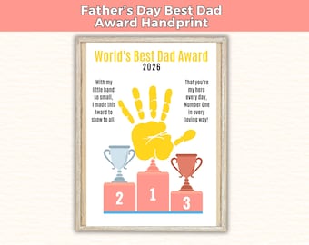 Father's Day Award Poem Handprint Craft 2026, Father's Day Digital Designs, Toddler & Kids Art Paint Activity, Keepsake Gift for Dad