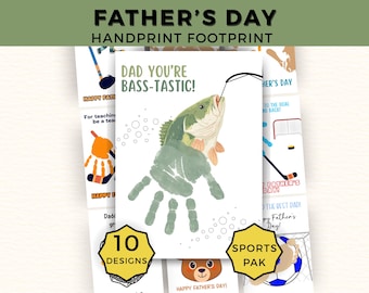 Father's Day Handprint Footprint Craft Set 2026, Father's Day Digital Designs, Toddler & Kids Art Paint Activity, Keepsake Gift for Dad