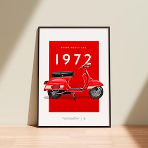 Poster del raduno Vespa 200 / Arte murale di motociclette d'epoca / Scooter italiano d'epoca