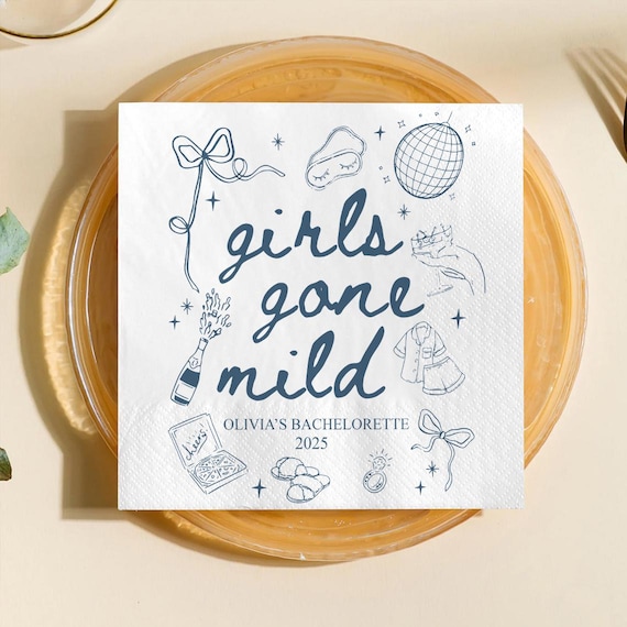 Girls Gone Mild Bachelorette Napkins, Custom Pajama Party Napkin, Bridesmaid Weekend Decor