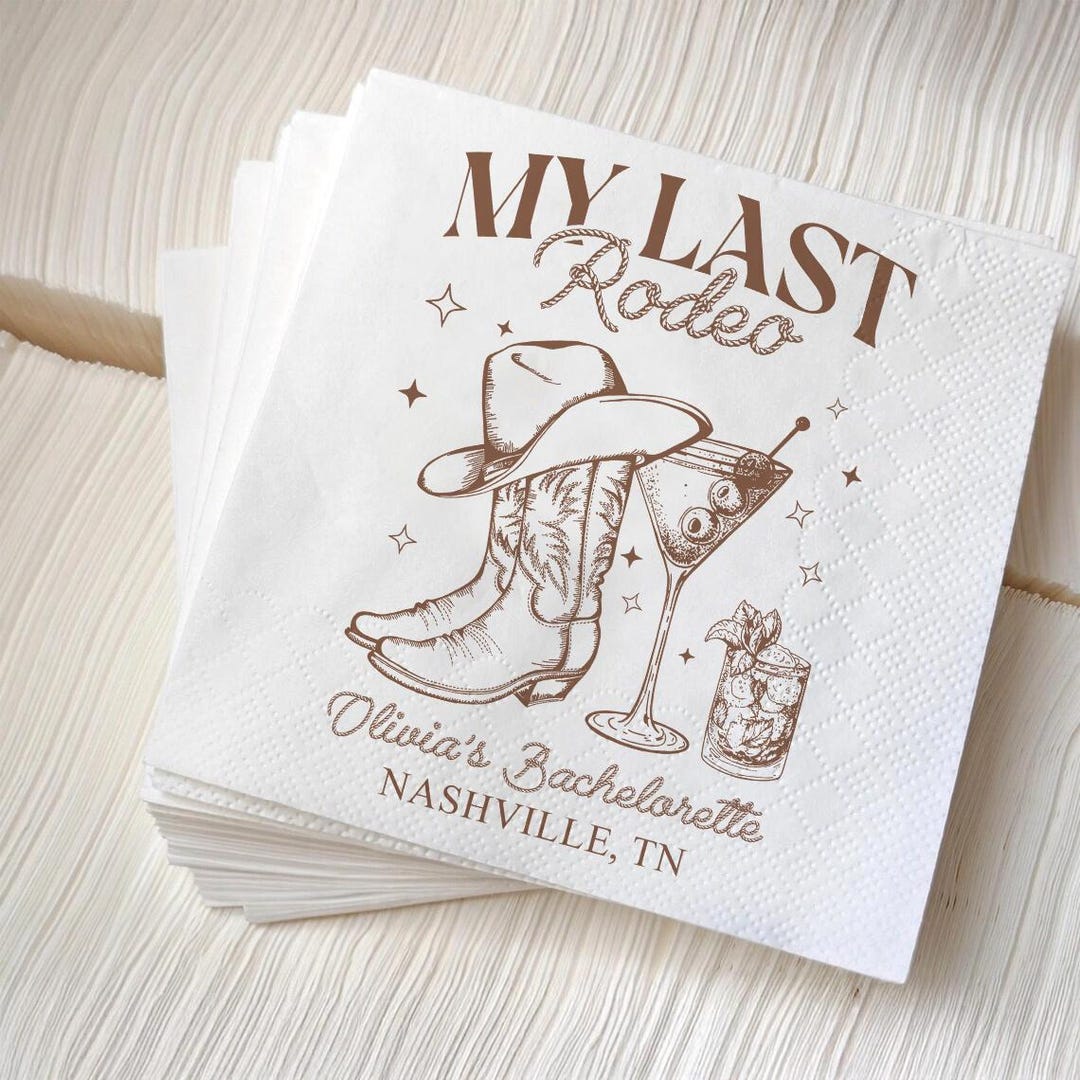 Custom Bachelorette Party Napkins, My Last Rodeo, Western Theme - Etsy