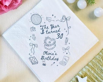 Custom 30th Birthday Party Napkins, Personalized Decor