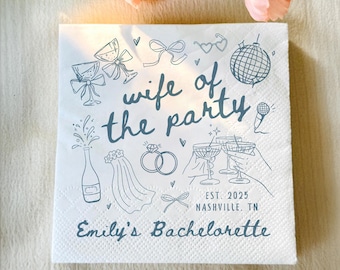 Personalized Bachelorette Party Napkins, Funny Bride-to-Be Cocktail Decor