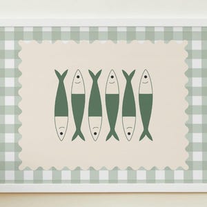 Gingham Fish Print | Aesthetic Wall Art | Fish Art Poster | Vibrant Home Decor | Printable Digital Download