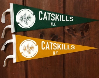 Catskills Vintage Style Pennant Souvenir  Flag Catskill Mountains 7x 21