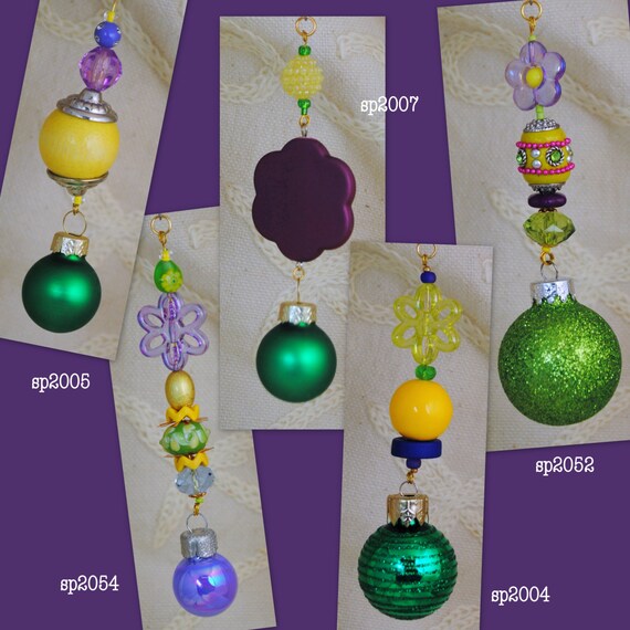 Items similar to Beaded Mardi Gras Christmas Tree Ornaments Yellow