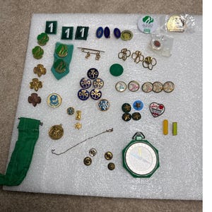 Vintage Girl Scouts & Boy Scouts Pin Badge Lot Uniform Insignia Compass Mixed image 1