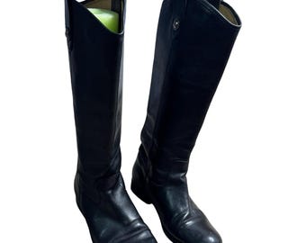 Frye Melissa Button Riding Boots Womens 7 Black Leather Good Tall Equestrian