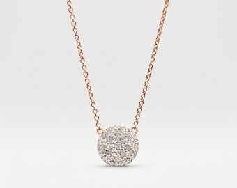 Collana con cerchio di diamanti creati in laboratorio / Ciondolo eternity in oro massiccio, design minimalista