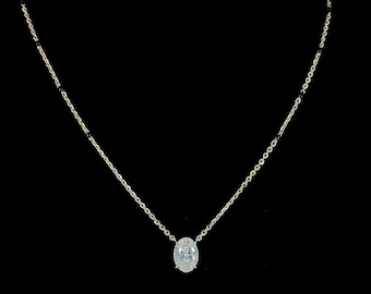 Collana Mangalsutra con diamante sintetico taglio ovale / Pendente moderno in oro massiccio, perline nere