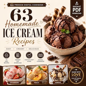 63 Homemade Ice Cream Recipes Ebook | Digital Download