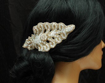Art Deco Beaded Bridal Hair Comb, 1920s Gatsby Headpiece bridgerton