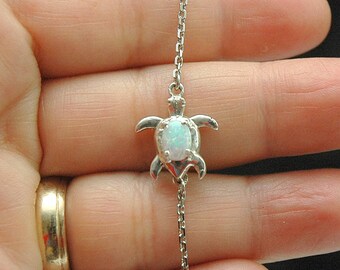 Opal Bracelet Turtle Bracelet, October Birthstone Bracelet, Fire Opal Jewelry, Dainty Sea Turtle Bracelet, Tortoise Bracelet, Turtle Jewelry
