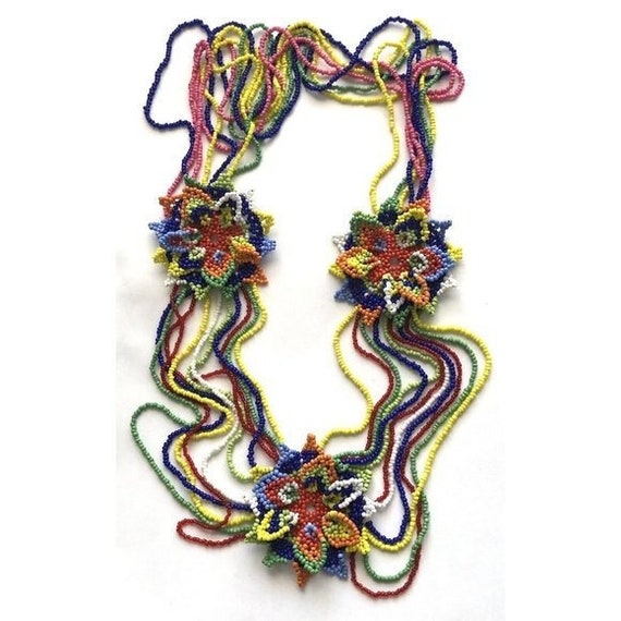 Native American Beaded Necklace Multicolor Seed B… - image 6